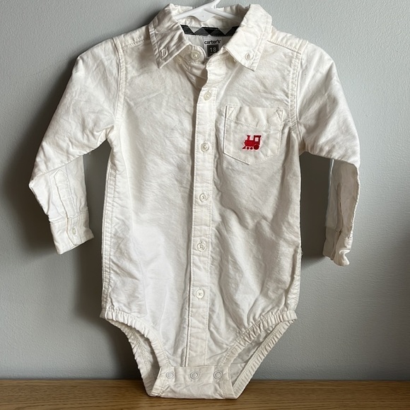 Carter’s Train White Button Down Collar Shirt - Picture 2 of 4